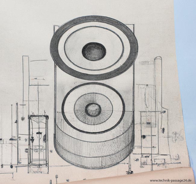 Technische Zeichnung eines Lautsprechers.