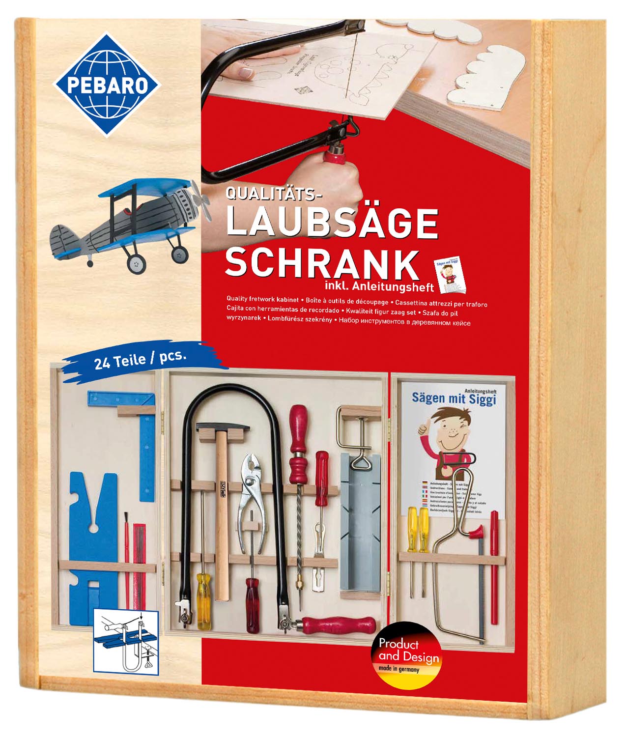 Pebaro 108P Laubsäge-Set im Tragegriff-Karton, 21 Teile, praktische