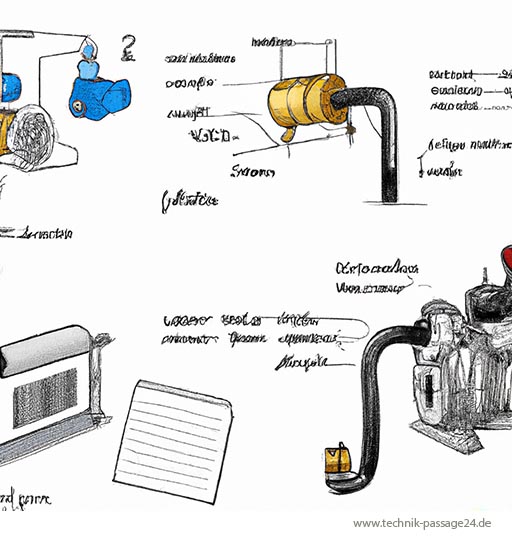 Abstrakte technische Illustration mit Pumpenteilen.