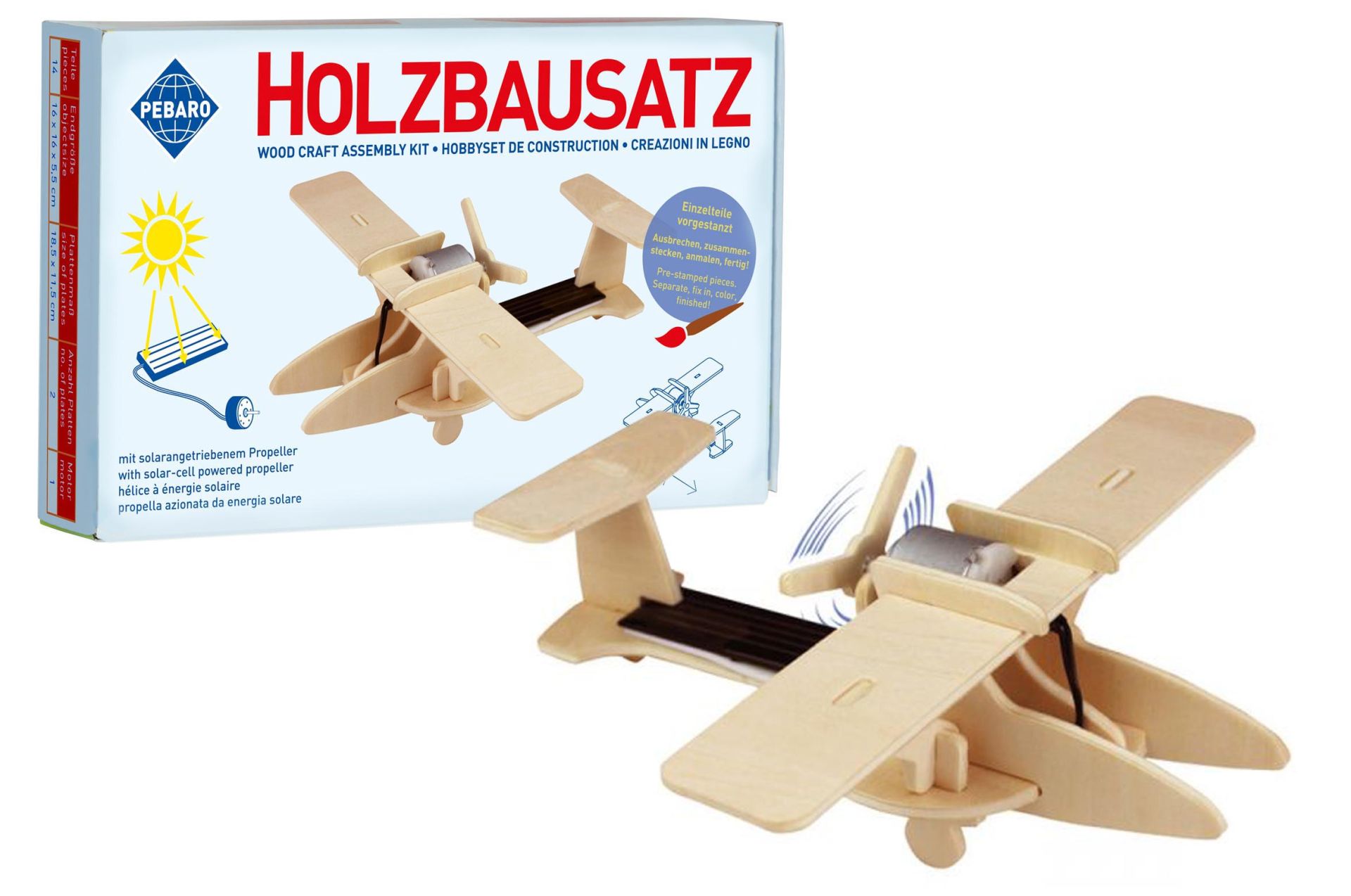 Pebaro 830/3 Kit Modellino Elicottero Militare Ad Energia Solare – Giocattolo Di Legno Da Costruire